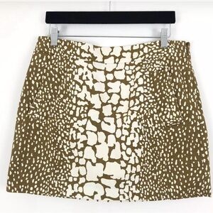 J. Crew Size 10 Python Print Mini Skirt in Tawny Olive Snake Animal Style #90964